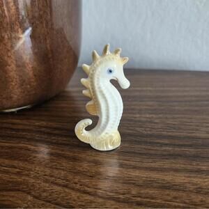 Miniature Porcelain Seahorse Figurine Small Ceramic Hand Painted